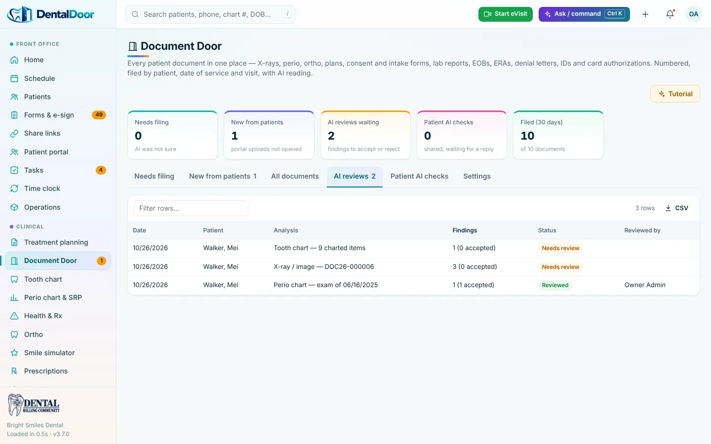 DentalDoor — AI reviews waiting for provider sign-off (demo data)